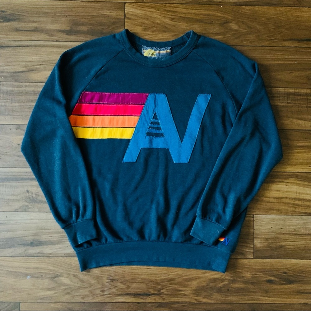 Aviator Nation Classic Mens Charcoal Logo Oversized Sweatshirt Size Large